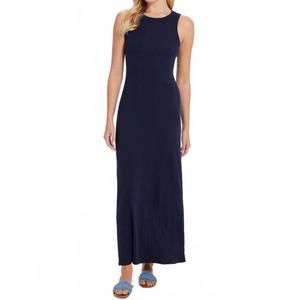 NEW GOLDIE TEES maia cotton rib maxi dress in navy blue